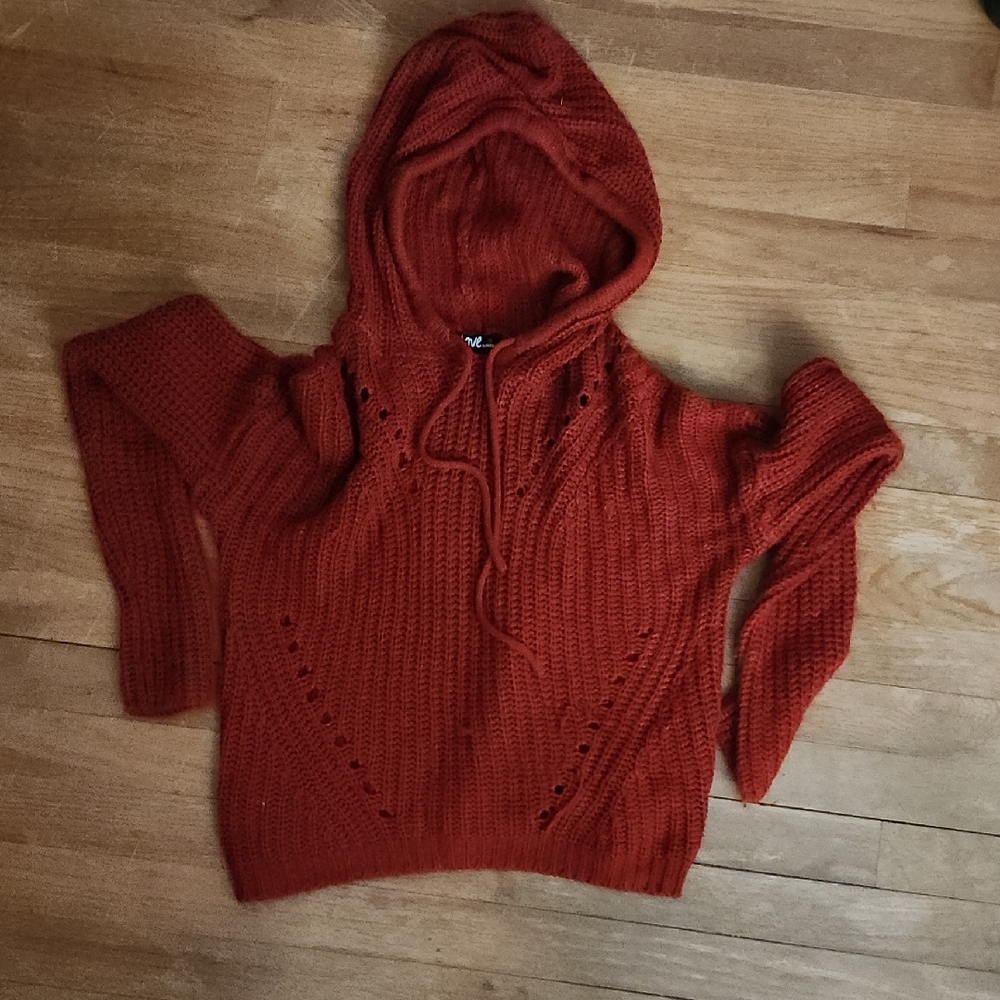 Love By Marcy Brick Red Hooded Sweater medium Juniors